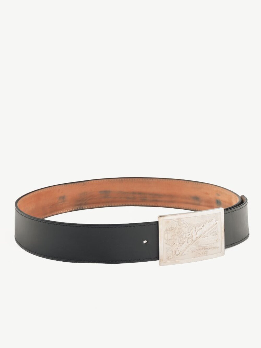 Louis Vuitton Jeans 45 Black Leather "Traveling Requisites" Belt